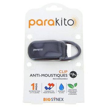 Clip Anti-moustiques Rechargeable Noir PARA'KITO