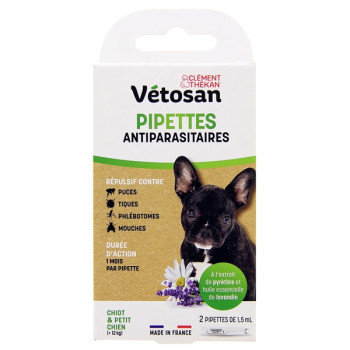 Vétosan Pipettes Répulsives Chiot & Petit Chien x2 Clément Thékan