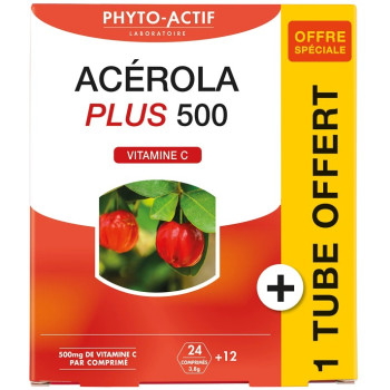 Acérola Plus 500 x24cpr + 12cpr offerts Phyto-Actif