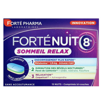 Forté Nuit 8h Sommeil Relax x15cpr tri-couches Forté Pharma