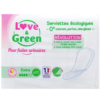 Serviettes Fuites Urinaires Extra x10 Love & Green