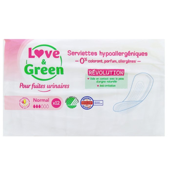 Serviettes Fuites Urinaires Normal x12 Love & Green