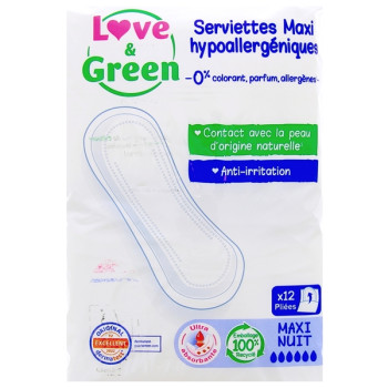 Serviettes Maxi Nuit x12 Love & Green