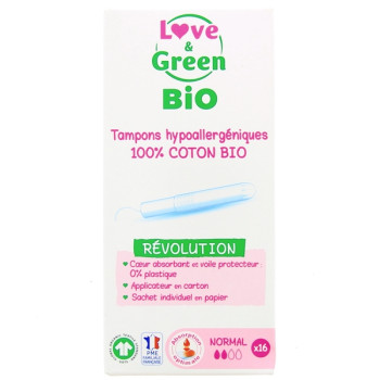 Tampons Coton Bio Avec Applicateur Normal x16 Love & Green