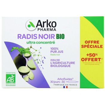 Arkofluides Radis Noir Bio x30 ampoules dont 50% offert Arkopharma