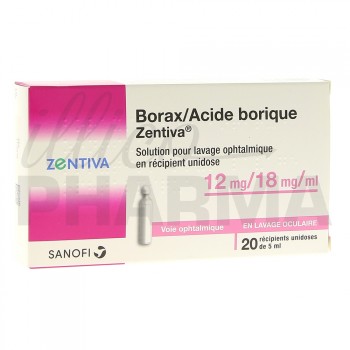Borax / Acide borique Zentiva 20Unidoses ophtalmiques