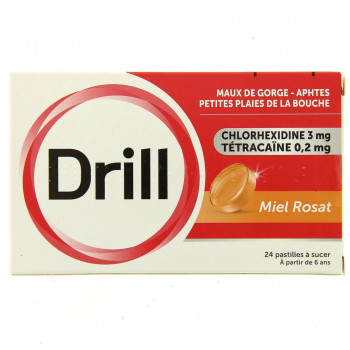 Drill  x24 pastilles Miel Rosat