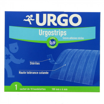 Urgostrips sutures stériles 1 sachet x10 bandelettes 100x6mm Urgo