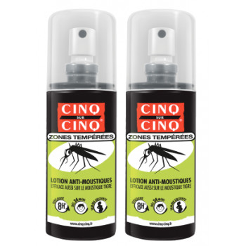 Lotion anti-moustiques Zones tempérées 2x100ml Cinq sur Cinq