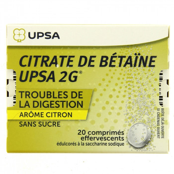 Citrate de betaine Upsa 2g sans sucre citron