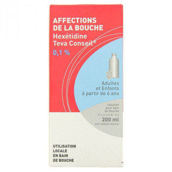 Hexetidine Teva 0,1% bain bouche 200ml