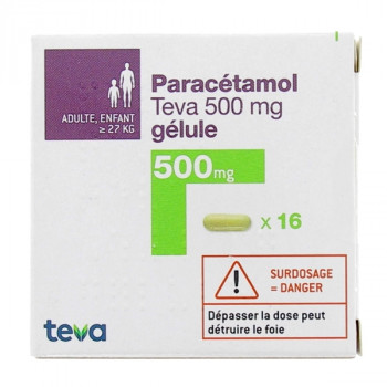 Paracétamol Teva 500mg  16gélules