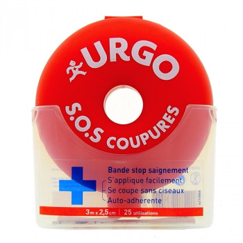 SOS Coupures Bandes stop saignement 2,5cm x 3m Urgo