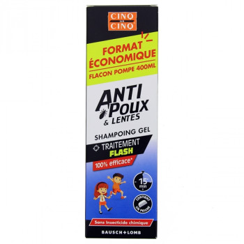 Shampoing Gel anti-poux & lentes traitement flash 400ml Cinq sur Cinq