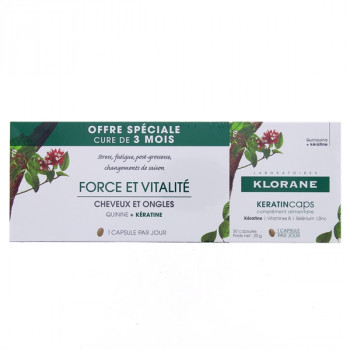 KeratinCaps Force et Vitalité Cheveux Ongles x90caps Klorane