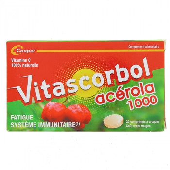 Vitascorbol Acérola 1000 Vitamine C x30cpr à croquer Cooper