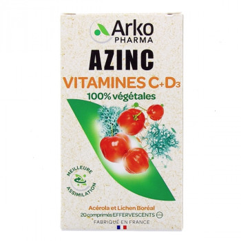 Azinc Vitamines C+D3 x20cpr effervescents Arkopharma