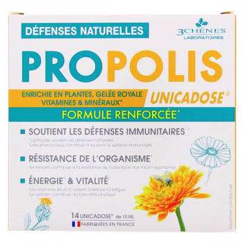 Propolis Formule renforcée Défenses naturelles x14 Unicadose 3 Chênes