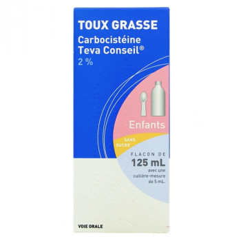 Carbocisteine enfant 2% Teva 125ml sans sucre