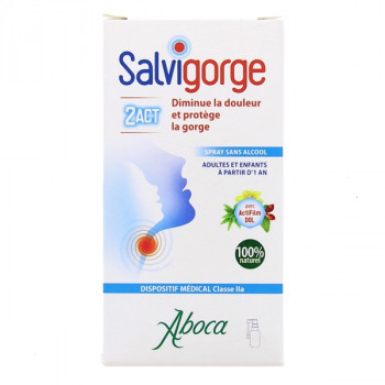 Salvigorge 2Act Sans alcool Spray buccal 30ml Aboca