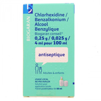 Chlorhexidine/Benzalkonium/Alcool Benzylique 50ml Biogaran