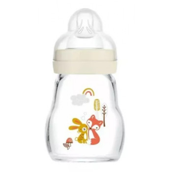 Biberon verre Débit 1 Forêt Lin 170ml MAM