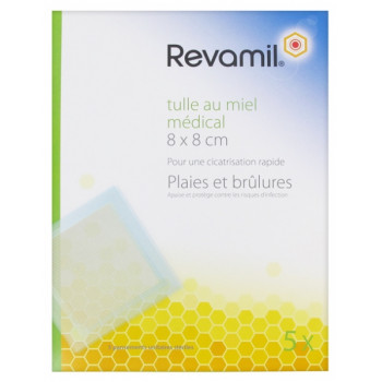 Tulle au miel médical 8x8cm boîte de 5 Revamil