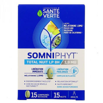 Somniphyt Total Nuit LP 8h x15cpr bicouches Santé Verte