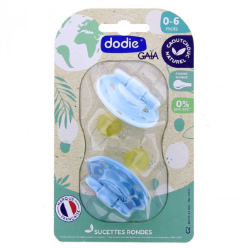 Sucettes rondes caoutchouc 0-6 mois Bord de mer x2 Dodie