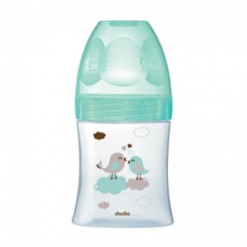 Biberon Verre Tétine ronde Débit 1 Vert Oiseaux 150ml Dodie