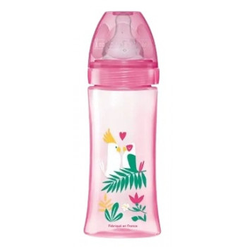 Biberon tétine ronde 3 vitesses débit 3 Rose Jungle 330ml Dodie