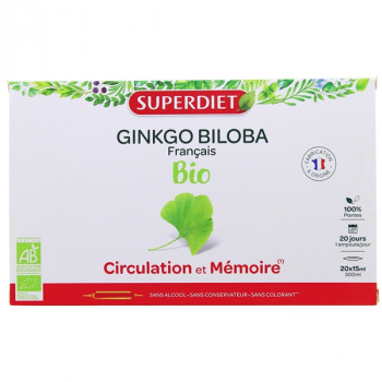 Ginkgo biloba Bio x20 ampoules Superdiet