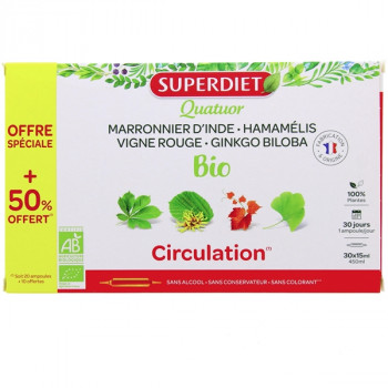 Quatuor Bio Circulation x20 ampoules +10 offertes Superdiet
