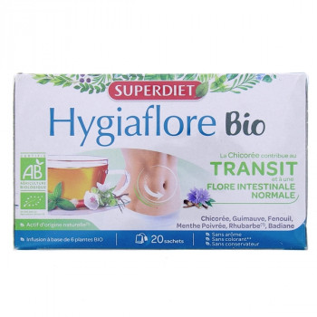 Hygiaflore Rhubarbe Transit Infusion Bio x20 sachets Superdiet