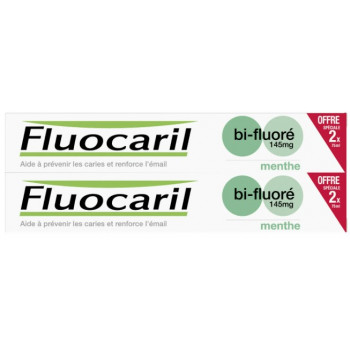 Dentifrice Bi-fluoré 145mg menthe 2x75ml Fluocaril