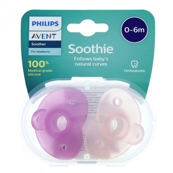 Sucettes Soothie 0-6m x2 Rose Avent