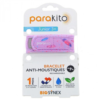 Bracelet Anti-moustiques Junior 3+ Plume Rose PARA'KITO