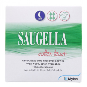 Cotton touch Serviettes Nuit x12 Saugella