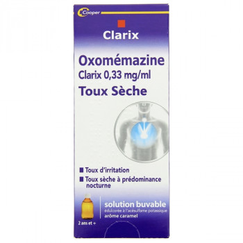 Clarix 0,33mg/ml Sirop Oxomémazine Toux sèche 150ml