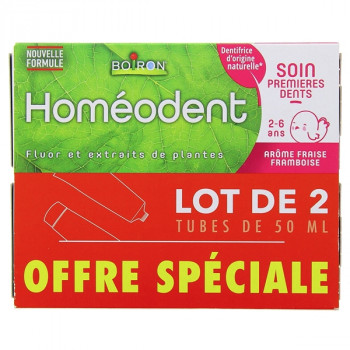 Homéodent Dentifrice Soin Premières Dents Fraise Framboise 2x50ml Boiron