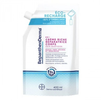BepanthenDerma Crème Riche Réparatrice Corps Éco-recharge 400ml