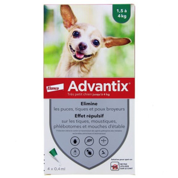 Advantix Très petit chien 1,5-4kg 4x0,4ml Elanco