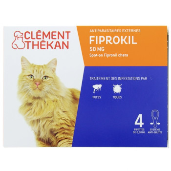 Fiprokil 50mg Chats x4 pipettes Clément Thékan