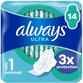 Always Serviettes Hygiéniques Ultra Normal avec ailettes x14