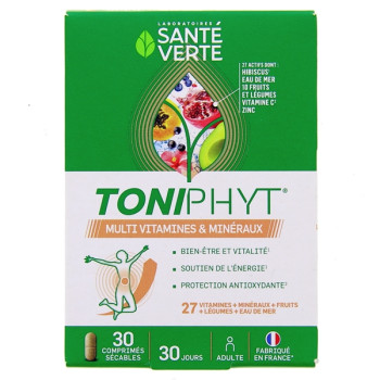 Toniphyt Multivitamines & Minéraux x30cpr sécables Santé Verte