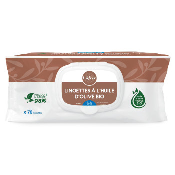 Lingettes à l'Huile d'Olive Bio x70 Gifrer